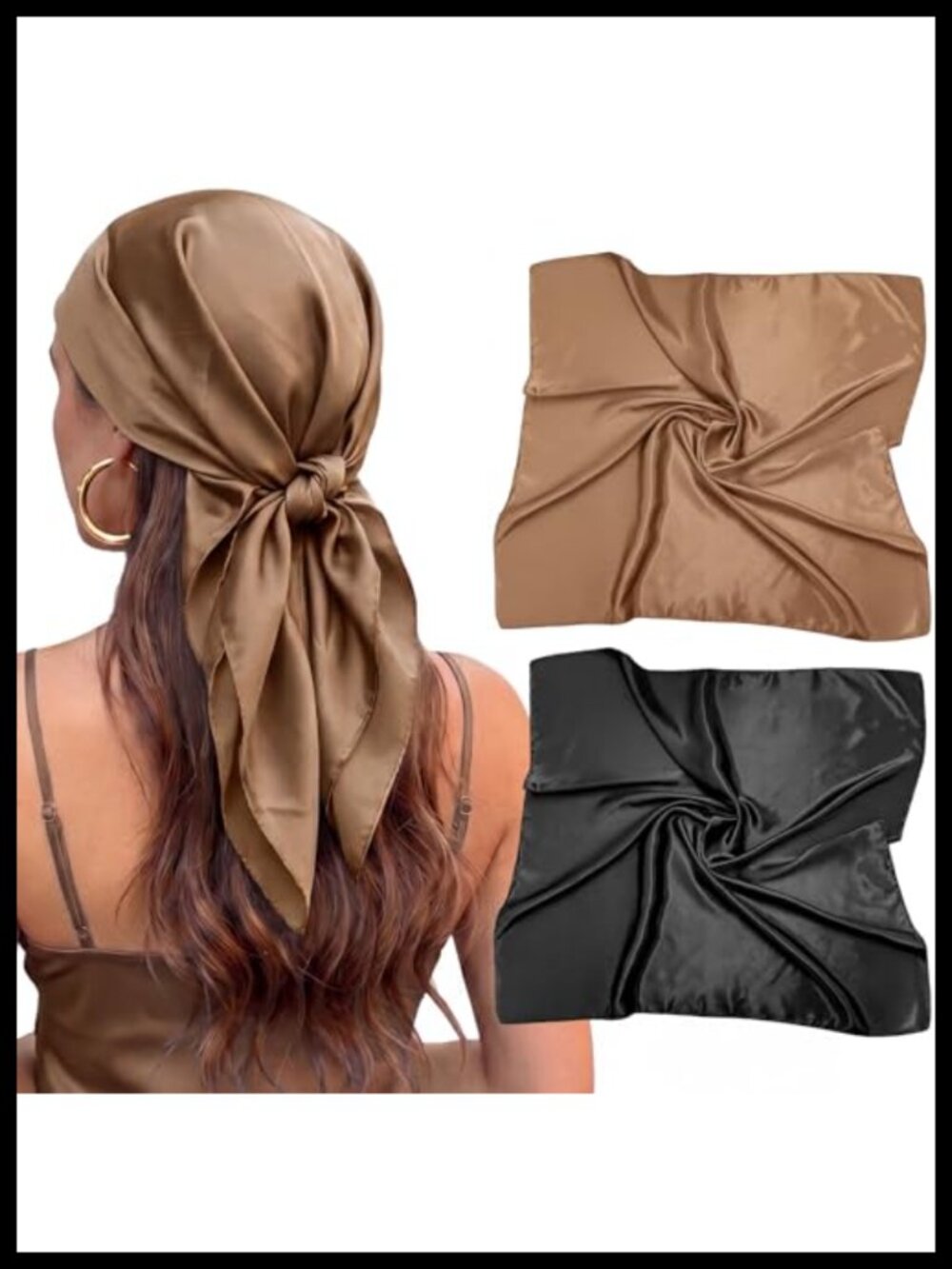 Large Square Silk Hair Scarf 35x35 Inch Womens Head Wrap Neck Shawl